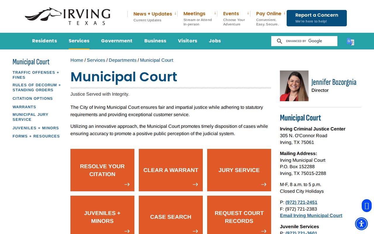 Irving court docket Municipal Court building and service links
